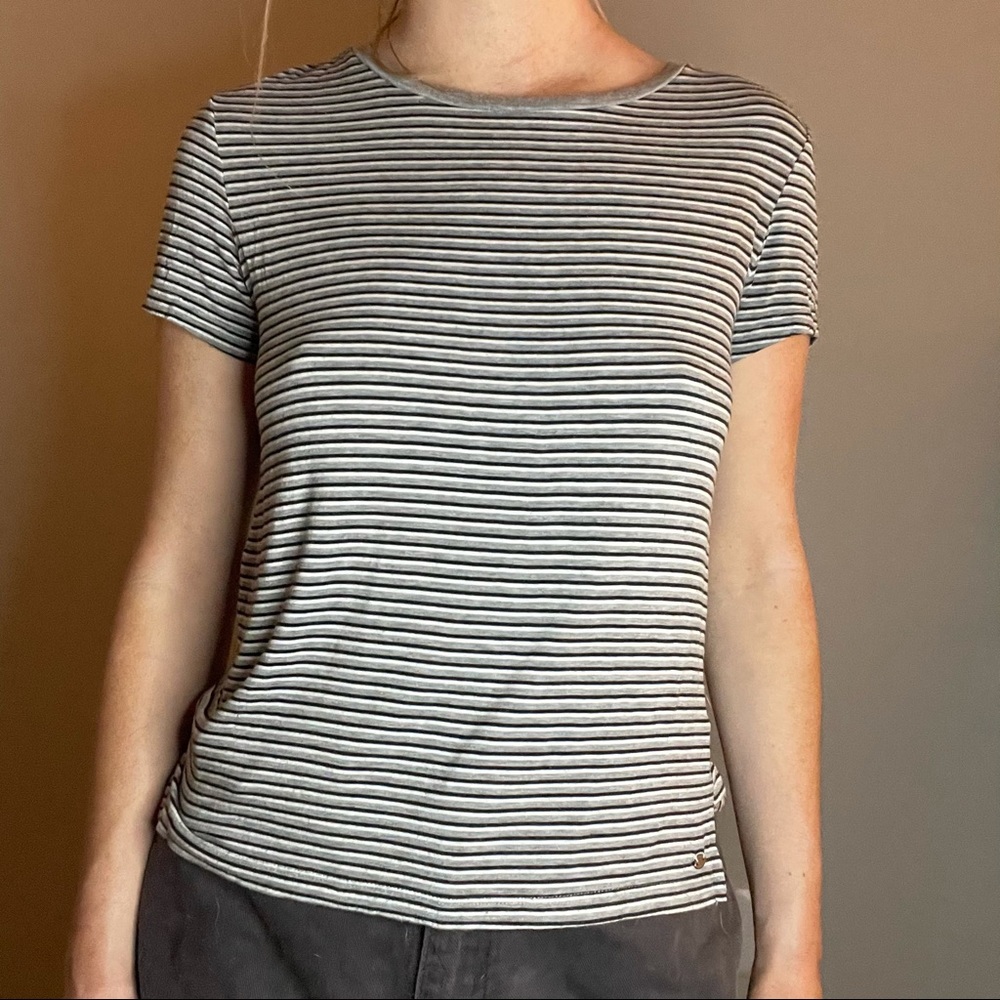 AE striped soft & sexy tee black white and gray